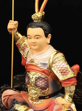 哪吒 三太子树脂像 中坛元帅16寸七彩坐太子雕像家用桌面中式摆件