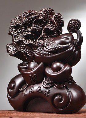 黑檀木雕白菜摆件实木百财如意家居客厅装饰新居乔迁商铺开业礼品