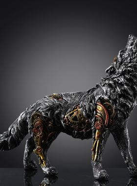 狼摆件工业风复古客厅书房办公室装饰品工艺品餐厅酒吧艺术品摆设