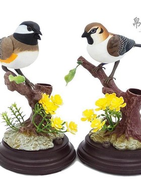 创意可爱仿真声控小鸟摆件,点亮书房桌面家居氛围感