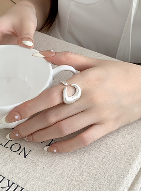 925银月牙开口戒指女时尚气质小众设计高级感食指戒