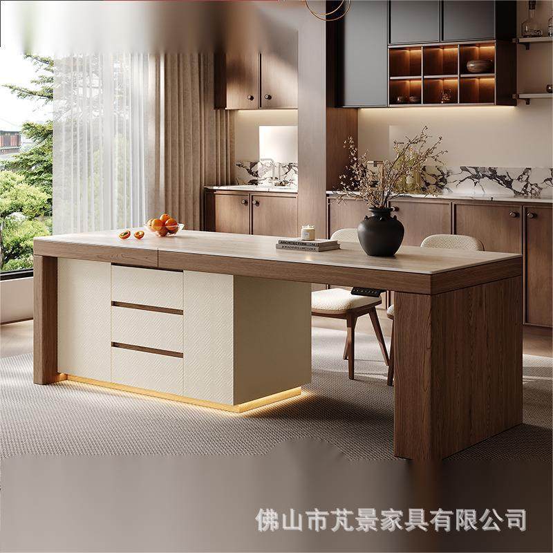 小型岛台餐一桌体家用可伸缩52WMR02新款岛台厨房中古风岩板中户,淘宝优惠券,粉丝福利购,淘宝优惠卷