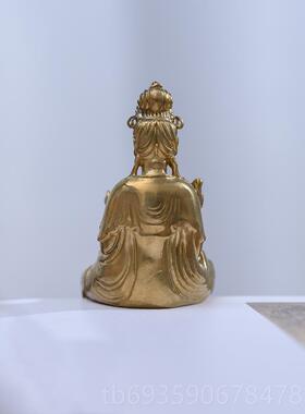正品身行大势至菩萨修摆件佛像纯黄铜精致小随像坐简相茶空间装饰