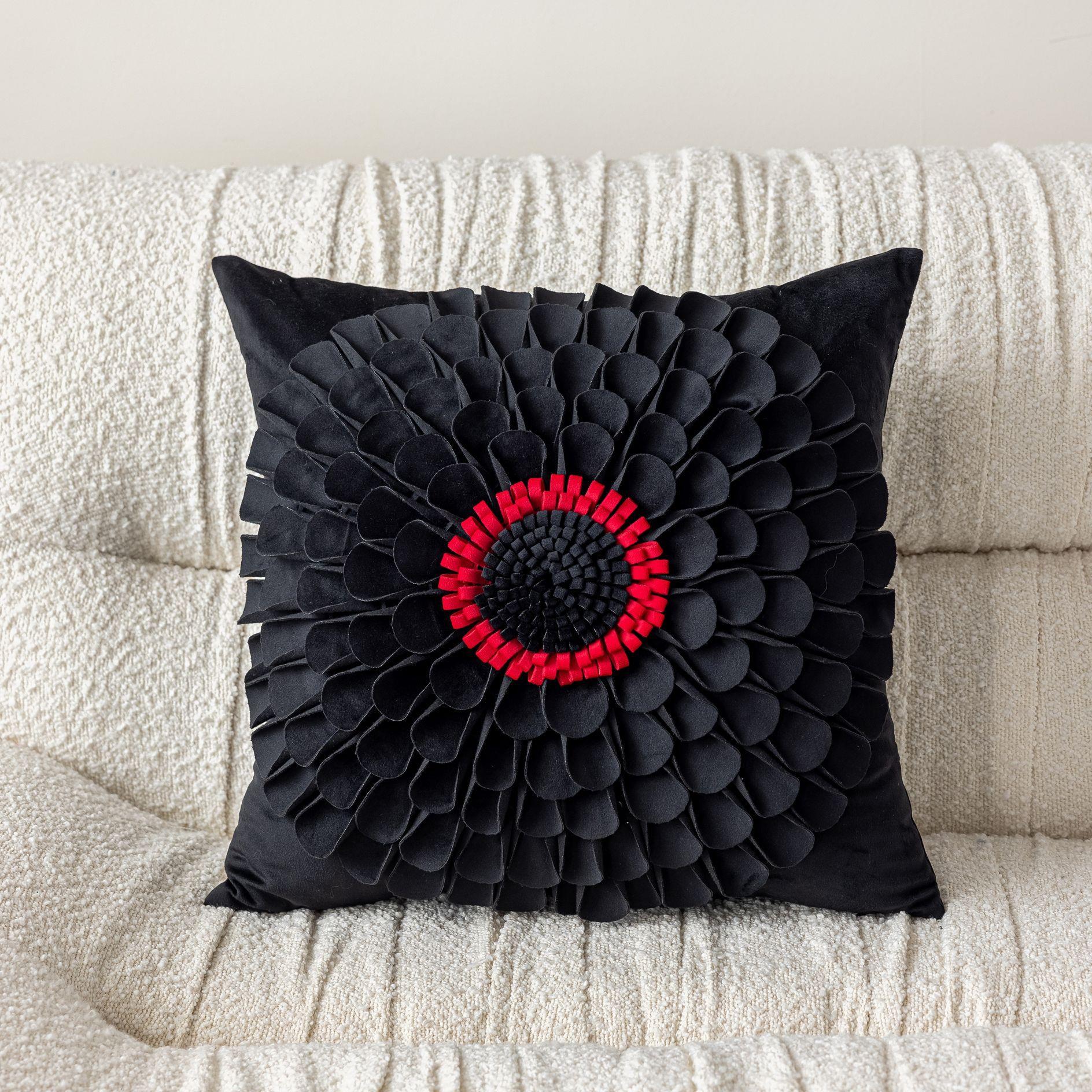 厚料小花瓣太阳花朵沙发抱枕套靠枕腰枕立体手工花手工花艺家居 - 图2