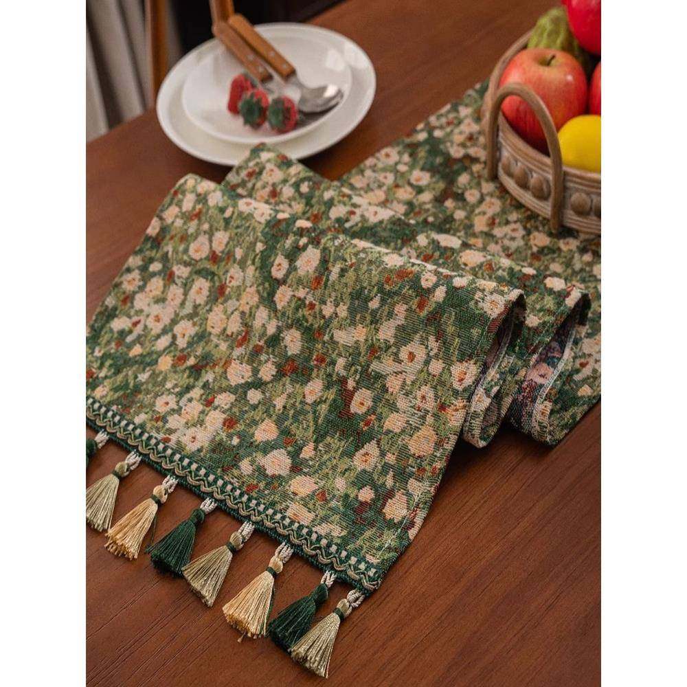 法式复古桌旗轻奢茶台桌布氛围布置长条布餐桌斗柜子盖布茶几,淘宝优惠券,粉丝福利购,淘宝优惠卷