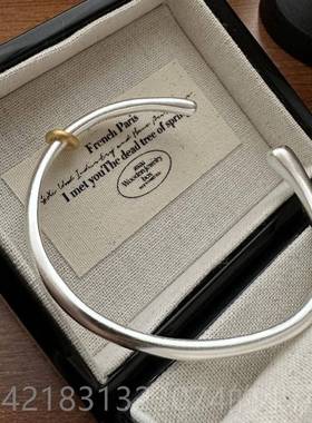 高档重s925纯银工不则个性规流线手镯小众简约镯子开口银手镯女银