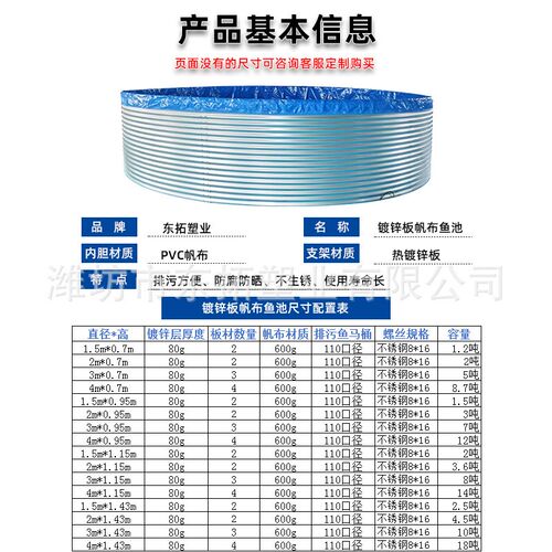 镀锌板鱼池 高密度帆布鱼池大棚鱼苗养殖鱼池户外大型镀锌板水池 - 图0