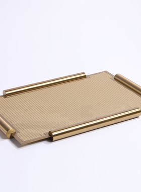 2023金属创意画卷托盘客厅茶几收纳盘摆件皮革置物盘售楼部软装盘