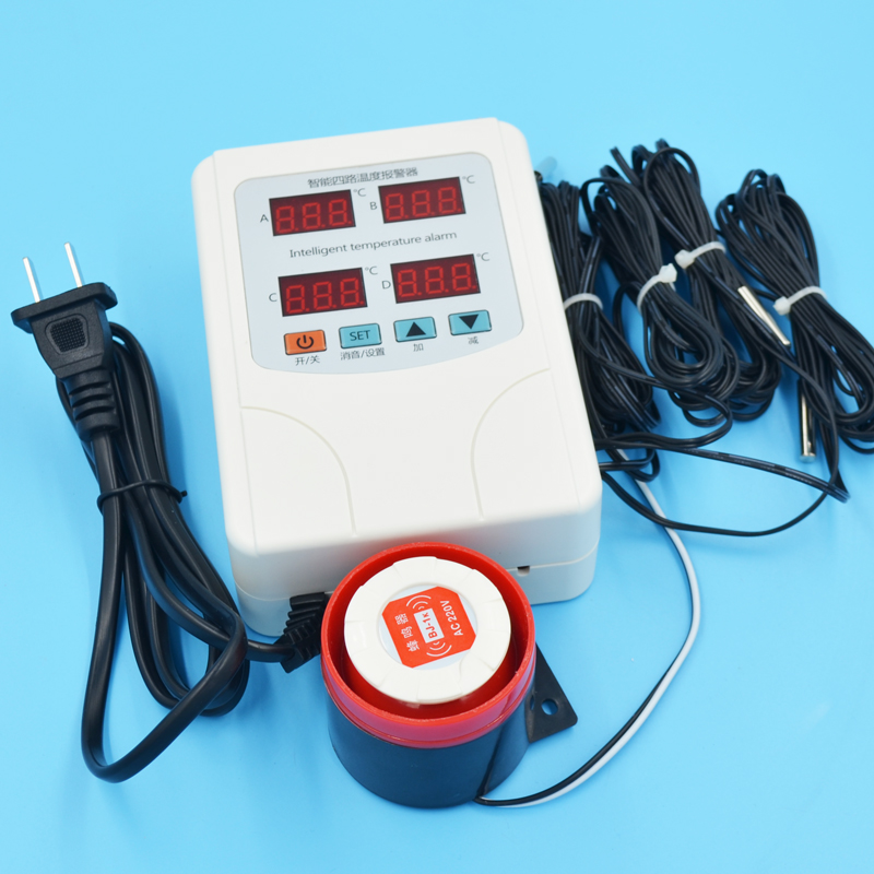 9904四路温度测试报警器多路高低温警报器上下限数显可调温控主机 - 图1