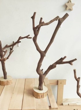 鹦鹉站杆树枝带底托摆件茶几手工把玩首饰实木小鸟儿落地站架