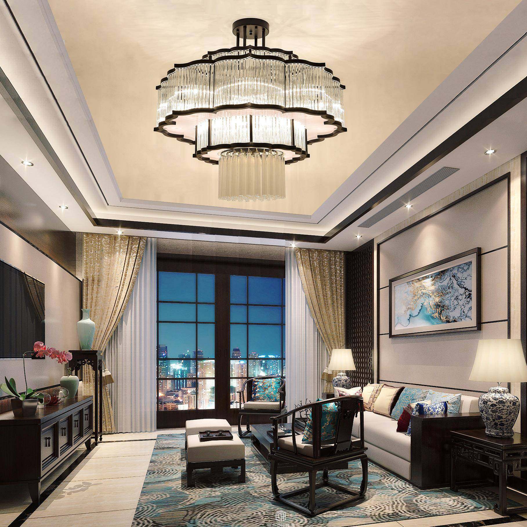 新中式水晶灯客厅餐厅饭店间式50054楼包别墅复大厅酒茶室店轻奢,淘宝优惠券,粉丝福利购,淘宝优惠卷
