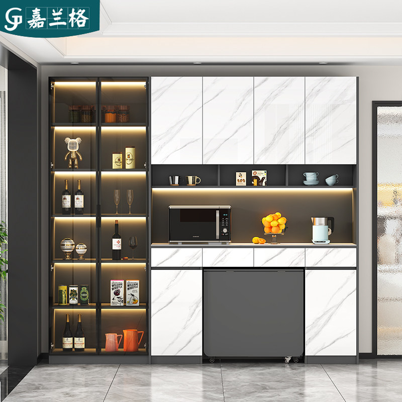 折叠餐桌岩板餐边柜高柜一体靠墙酒柜客厅家用小户型储物柜子定制,淘宝优惠券,粉丝福利购,淘宝优惠卷