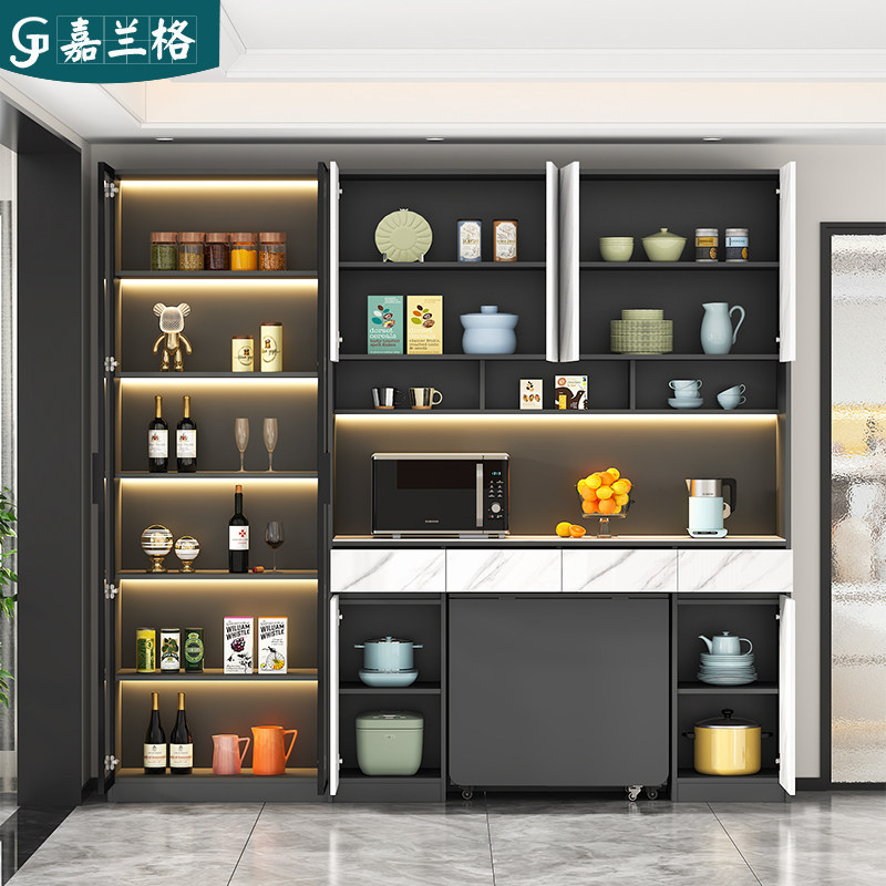 折叠餐桌岩板餐边柜高柜一体靠墙酒柜客厅家用小户型储物柜子定制,淘宝优惠券,粉丝福利购,淘宝优惠卷