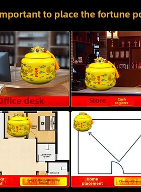 聚宝盆陶瓷罐子带盖双龙瓶招财进宝存钱罐乔迁开业店铺客厅摆件