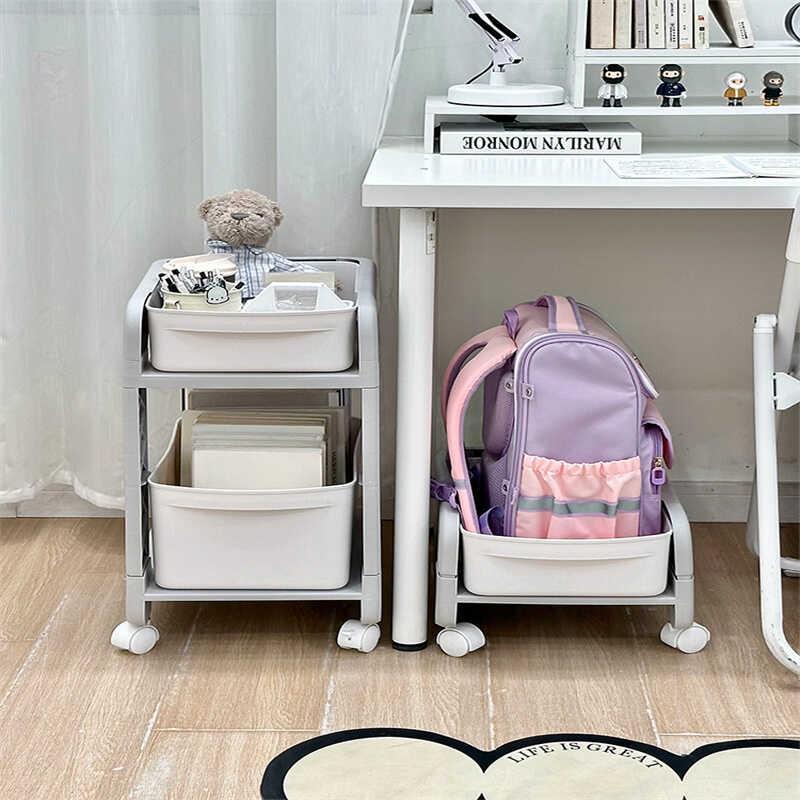 德国书包置物架可移动办公室桌下小推车家用学生书本整理收纳架子 - 图1