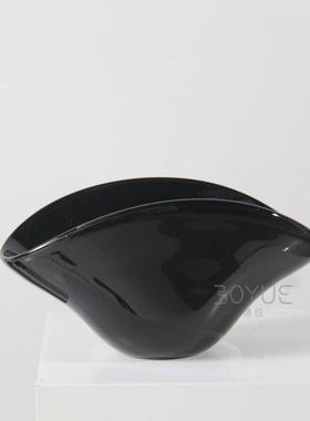 欧式简琉约瓶扇形创意大口花黑色璃花客餐厅玄关20230223样板间前