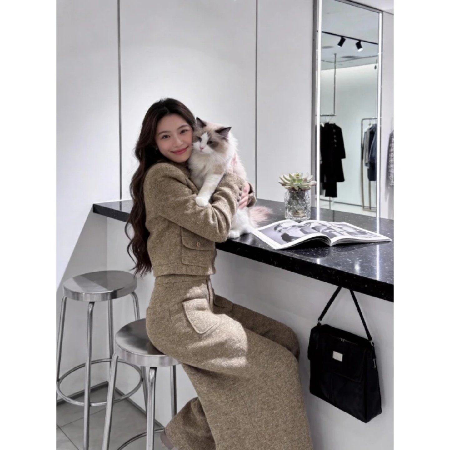 2026巨好看搭配一整套通勤设计感单排扣开衫短上衣显瘦宽松阔腿裤,淘宝优惠券,粉丝福利购,淘宝优惠卷