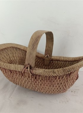老竹编篮子老物件民俗收藏手提篮筐农村旧篮筐农家乐复古怀旧装饰