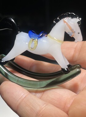 淄博博山特产礼品琉璃工艺小迷你可爱摇摇马琉璃摆件某音红书同款