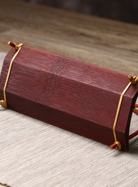 中式手工竹制手提茶点盘 两用点心托 竹制毛巾托收纳功夫茶具配件