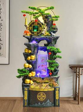 创意中式假山流水摆件户外庭院落地鱼缸水景招财装饰品