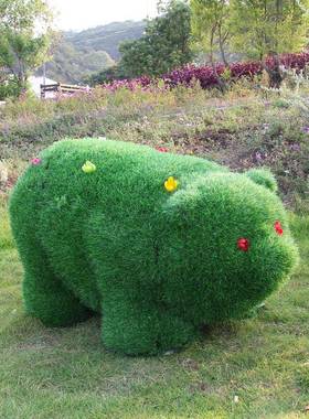 户外售楼处仿真绿植草皮熊猫雕塑幼儿园景观动物草坪花园装饰摆件