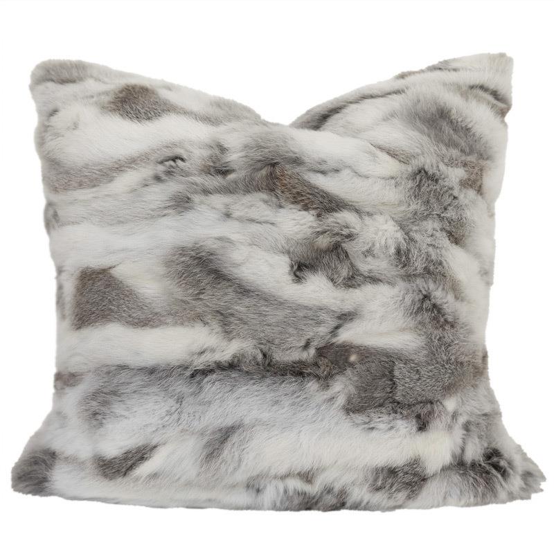 Modern simple blue-gray rabbit-haired pillow sofa living room pillow case bedroom bay window cushion light luxury model room bag