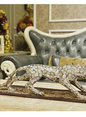 大号家金钱豹客厅电柜件样板房居装饰开业送礼动物视金钱豹摆热销