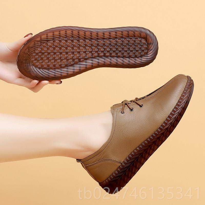 正品春秋新款平底老女鞋休深口闲单鞋中年皮鞋女软妈妈鞋真皮底老,淘宝优惠券,粉丝福利购,淘宝优惠卷