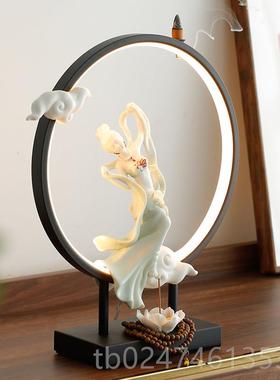 正品淘人人新中式灯饰陶瓷仕女饰物摆件家居客厅玄关办公室桌面守