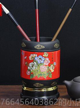 新款笔筒办公室桌面摆件梅兰菊工实教师节礼品谢师送老师竹用炭雕