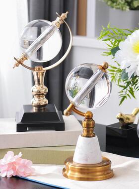 柜欧式水晶地球仪摆件客厅酒轻奢风家居房办公SD1341面室办公书桌