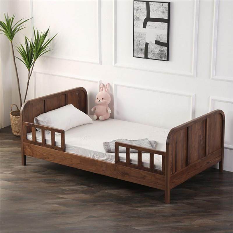如图全木儿童床樱桃木黑胡木卧实室1.2户米1桃.5带护栏小型单人床,淘宝优惠券,粉丝福利购,淘宝优惠卷