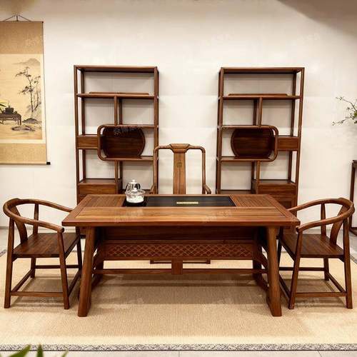 REX中式实木茶桌椅组套合办公茶室家用客厅桌新全茶几茶室功夫泡 - 图2