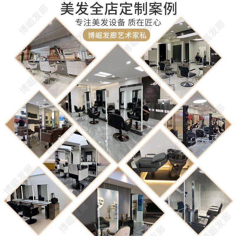 New hair salon Internet celebrity mirror gallery dyeing special surface / barber shop double-sided floor-standing hair cutting and perming mirror with light