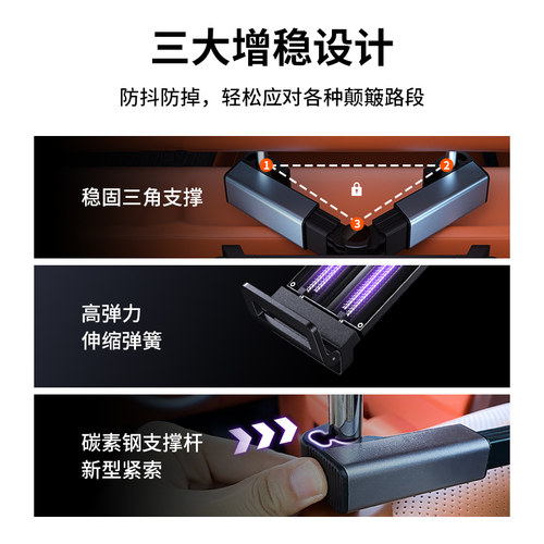 车载平板支架后排椅背ipad支撑后座椅头枕固定手机架汽车上用配件 - 图1