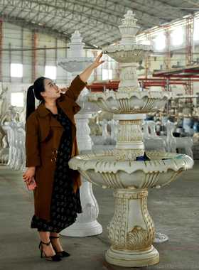 新款欧饰式多水层罗马花盆园喷泉花别墅酒店照相馆婚礼道具家居摆