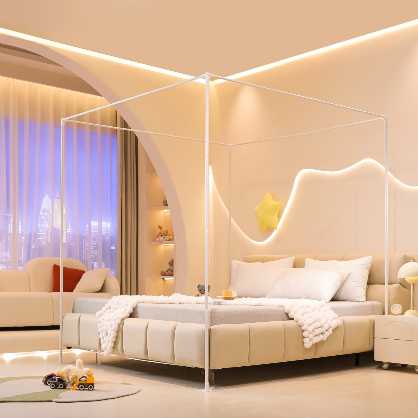 2025新款A类落地三开门宫廷蚊帐家用卧室1.8m2.0米床防蚊防尘纹帐,淘宝优惠券,粉丝福利购,淘宝优惠卷