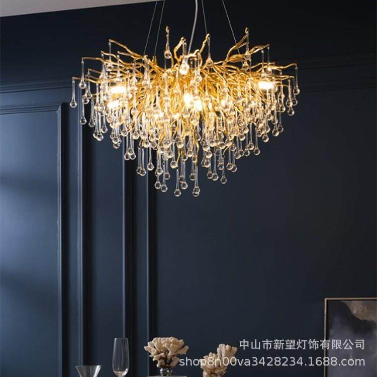 后奢现代轻豪华卧室客厅灯别墅酒店大大堂水晶吊灯树FPO枝餐板厅,淘宝优惠券,粉丝福利购,淘宝优惠卷