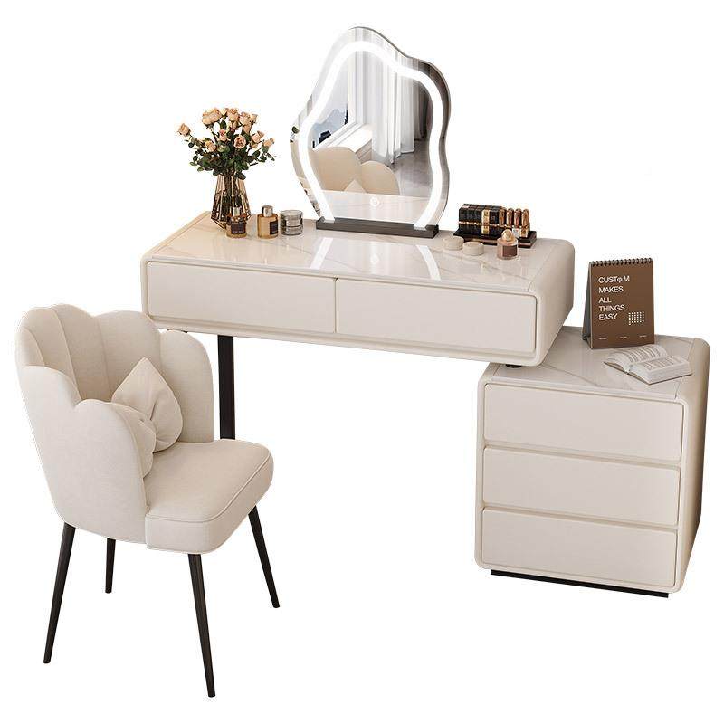 木奶油风实岩板梳妆台代小型卧室简约现奢轻迷你化妆桌收纳VCM柜,淘宝优惠券,粉丝福利购,淘宝优惠卷