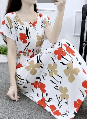夏民族风棉绸碎花连衣裙海边度假人棉仙女裙大码印花背心中长裙子