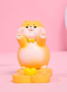 动感柴柴与福气猪宝可爱手机支架桌面创意平板懒人支撑架解压摆件