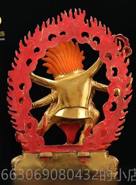 新款 黄铜六臂家玛哈嘎拉佛像 西藏密宗 鎏金件供护佛像供奉摆 用