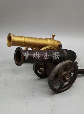 纯黄铜大炮铜炮模型手工仿炮迷你小铜炮古代大炮车内摆件