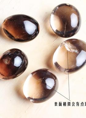 安居天然茶水晶原石把件水晶把件手把玩椭圆形