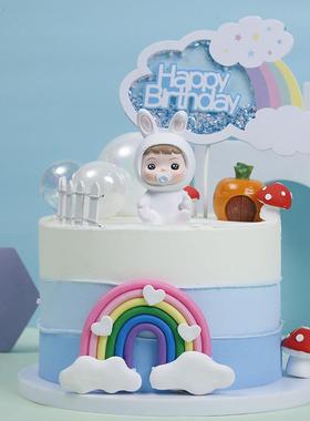 兔宝宝婴儿摆件树脂周岁生日蛋糕烘焙摆件满月派对甜品台装饰品
