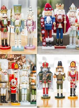 40CM胡桃夹子家居装品现代原木纯工工手艺品桌面可饰爱个性ltao10