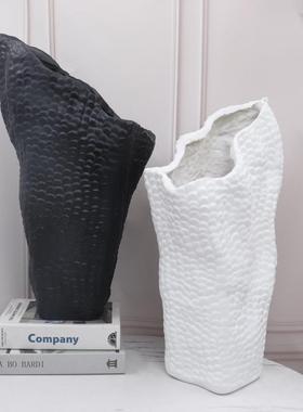 简瓶约现代创意树片几何鳞纹理花器花BJ00069样脂板间花插客厅桌