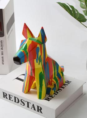 淋色树脂饰工艺品积木狗家居装居饰摆件桌客厅G888卧室书架面家装