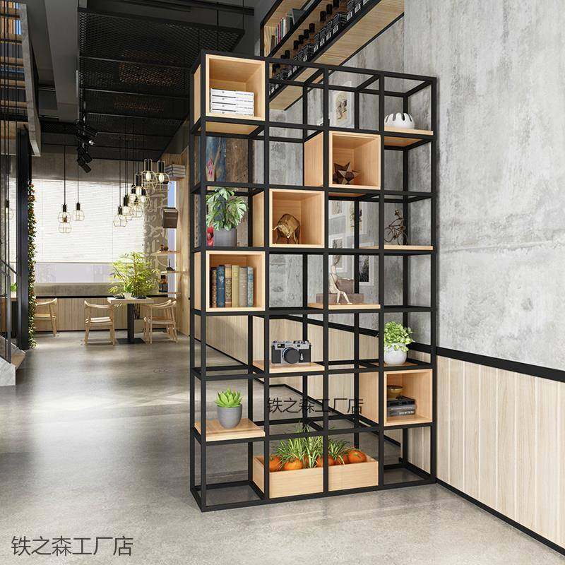 美式铁TZS046艺关落地屏木风隔断厅架子实客书架现代简约展示架玄 - 图2